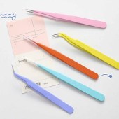 Stainless Steel Tweezers Candy Color Series Macaron Color Hand Ledger Sticker Tool Accessories 14Models