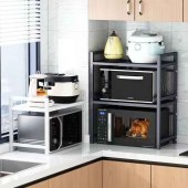 Adjustable Kitchen Organizer Rack Two-Lawer Microwave Shelf