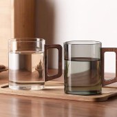 High Quality Large Capacity Household High Borosilicate Glass Tea Cup with Wooden Handle