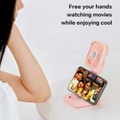 Folding 3 in 1 cooling mini foldable desk fan rechargeable power bank handy fan mini portable hanging neck usb fan