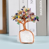 Crystal Base Wrapped Wire Crystal Tree Ornament – Amethyst Creative Tree Craft for Home and Office Desktop Decoration