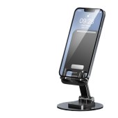 Adjustable Cell Phone Stand for Desk | 360° Click-Rotating, Multi-Angle, Non-Slip Metal Base, Foldable & Portable | iPhone Stand for Desk, Cell Phone Stand Holder