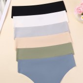 Seamless Women's Underwear - Solid Color, Sexy One-Piece Ice Silk Bikini Briefs.