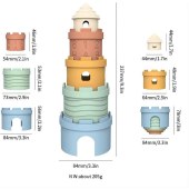 Stacking Cups Toy Fun Educational Baby Toys Silicone Soft Teething Toy Castle Frog Learning Tower Blocks for Infants Toddlers