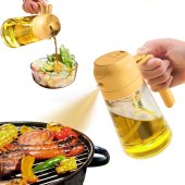 600ml Olive Oil Dispenser, 2 in 1 Oil Sprayer for Cooking, Glass Oil Spray Bottle with Pourer, Food-grade Oil Dispenser and Oil Sprayer for Kitchen, Salad, Frying, BBQ