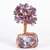 Crystal Base Wrapped Wire Crystal Tree Ornament – Amethyst Creative Tree Craft for Home and Office Desktop Decoration