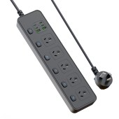 Power Strip Extension Cord with 5 Outlets, Independent Switch Control, 4 AC Sockets, and 2 USB Ports for Charging