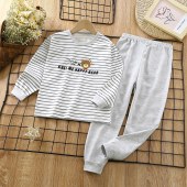 Kids 90-160cm 100%cotton Pyjamas 2 Pieces Sleepwear Suit Colorfast and Fluorescent Agents Free