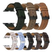 Genuine Luxury Leather Strap for Apple Watch Handmade Vintage Leather Band for iWatch series 8 7 6 5