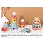 Stacking Cups Toy Fun Educational Baby Toys Silicone Soft Teething Toy Castle Frog Learning Tower Blocks for Infants Toddlers