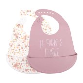 Soft Silicone Baby Bibs Set of 2 for Toddlers, BPA Free Waterproof Adjustable Feeding Bib with Large Pocket Food Catcher