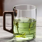 4 pieces set High Quality Large Capacity Household High Borosilicate Glass Tea Cup with Wooden Handle