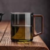 4 pieces set High Quality Large Capacity Household High Borosilicate Glass Tea Cup with Wooden Handle