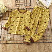 Kids 90-160cm Toddler Youngs School Boys 100%cotton Pyjamas 2 Pieces Sleepwear Suit Kids Thermal Underware Colorfast and Fluorescent Agents Free