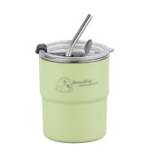 2024 New Design 300ml Portable Coffee Mug Camping Cup Fashion Simple Stainless Steel Coffee Cup With Straw