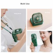 Folding 3 in 1 cooling mini foldable desk fan rechargeable power bank handy fan mini portable hanging neck usb fan