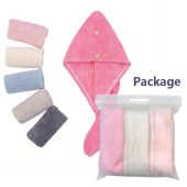 Three Pieces Drying Wraps for Women Wet Hair towel for All Style Large Hair Drying Towel with Button long hair Super Soft Fast Drying Turbans
