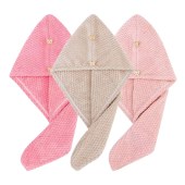 Three Pieces Drying Wraps for Women Wet Hair towel for All Style Large Hair Drying Towel with Button long hair Super Soft Fast Drying Turbans