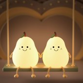 Pear Baby new creative cute night light silicone soft warm lighting baby room table usb rechargeable small night lamp for kids