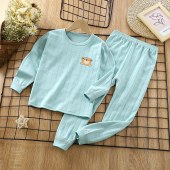 Kids 90-160cm 100%cotton Pyjamas 2 Pieces Sleepwear Suit Colorfast and Fluorescent Agents Free