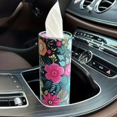 Car Tissue Holders with Bulk Tissues - Non-woven Fabric Round Tube Tissue Boxes for Vehicle Cup Holders, Universal Fit Travel Tissue Containers