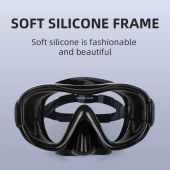 Frameless Diving Mask and Snorkel Set, Tempered Glass, Seal Silicone Skirt, One Window Function, Adult Swimming Goggles