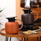 Wooden Handle 2L Thermal Coffee Double Walled Vacuum Hot Water Thermos Pot Insulated Kettle
