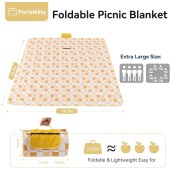 Picnic Blanket Waterproof Foldable Beach Blanket with Layer Thick Rug Handy Picnic Mat Tote Perfect for Beach Machine Washable