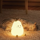 Pear Baby new creative cute night light silicone soft warm lighting baby room table usb rechargeable small night lamp for kids