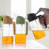 450ml Olive Oil Dispenser, 2 in 1 Oil Sprayer for Cooking, Glass Oil Spray Bottle with Pourer, Food-grade Oil Dispenser and Oil Sprayer for Kitchen, Salad, Frying, BBQ