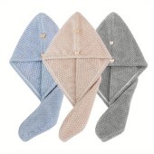 Three Pieces Drying Wraps for Women Wet Hair towel for All Style Large Hair Drying Towel with Button long hair Super Soft Fast Drying Turbans