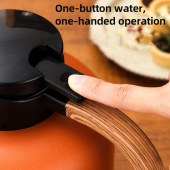 Wooden Handle 2L Thermal Coffee Double Walled Vacuum Hot Water Thermos Pot Insulated Kettle