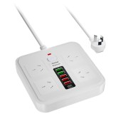Power Strip with 4 Wide-Spaced Outlets, Multiple USB Ports, Portable Extension Cord with Overload Protection and Switch