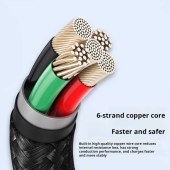 3in1 Charging Cable Nylon Braided 3 In 1 Mobile Phone Charging Cable Type C Android Micro Usb Cable