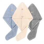 Three Pieces Drying Wraps for Women Wet Hair towel for All Style Large Hair Drying Towel with Button long hair Super Soft Fast Drying Turbans