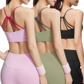 Sports bra anti-shock breathable fan-shaped slim shoulder back support yoga running fitness short length