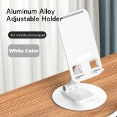 Adjustable Cell Phone Stand for Desk | 360° Click-Rotating, Multi-Angle, Non-Slip Metal Base, Foldable & Portable | iPhone Stand for Desk, Cell Phone Stand Holder
