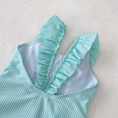 Toddler & Baby Girl Front Ruffle Trim One-piece Swimsuit Soft Comfortable Swimming