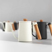 NIBU Pour Over Maker Drip Pot With Wooden Handle Jug Hand Brew Coffee Pot Gooseneck Coffee Kettle