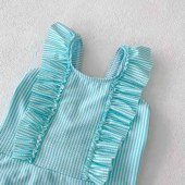 Toddler & Baby Girl Front Ruffle Trim One-piece Swimsuit Soft Comfortable Swimming