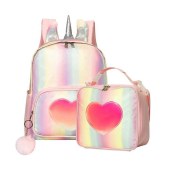 School Essentials Set for Girls - Spacious & Lightweight Backpack with Lunch Box, Waterproof Nylon, Zip Closure - Perfect Back-to-School Gift