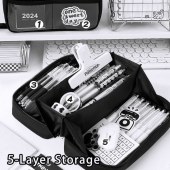 College School & Office Stationery Organizer Large Capacity Multi-Compartment Pencil Pouch Storage Bag