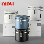 NIBU Hot Sale Vacuum Sealed Storage Coffee Beans Airtight Canister Metal Coffee Container With Exhaust Valve