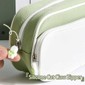 Large Capacity Multilayer Pen Bag with Cat Paw Print Middle Primary School Student Pencil Case Stationery Box