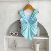 Toddler & Baby Girl Front Ruffle Trim One-piece Swimsuit Soft Comfortable Swimming