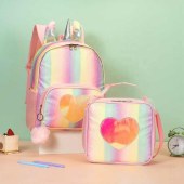 School Essentials Set for Girls - Spacious & Lightweight Backpack with Lunch Box, Waterproof Nylon, Zip Closure - Perfect Back-to-School Gift