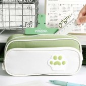 Large Capacity Multilayer Pen Bag with Cat Paw Print Middle Primary School Student Pencil Case Stationery Box