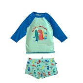 Boys' Quick-Dry Swimsuit SetStretchy Polyester & Spandex Blend, Includes Top & Shorts Youngsters's, Sun Protection, Professional