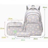 Nylon Fabric 3 PCS School Bags Set Water Proof Book Bag With Lunch Bag Pencil Case