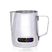 NIBU Wholesale Latte Art Coffee Pitcher Cup Set Thermometer Milk Jug Stainless Steel Pot Frothing Espresso Cappuccino Coffee Milk Jug